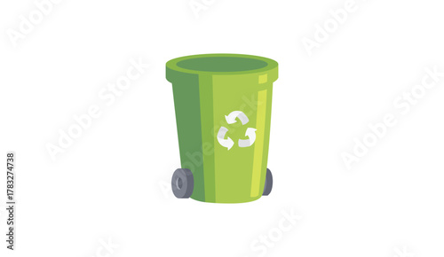Green recycling bin vector illustration isolated on white background