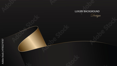 Black luxury background vector design. Gold and black abstract background. Suit for banner, backdrop, certificate, award, invitation card, presentation, etc