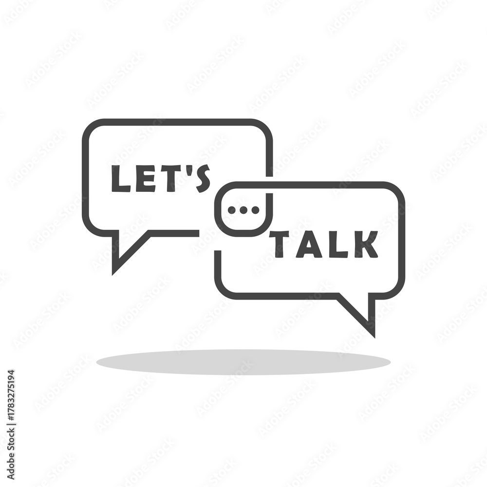Fototapeta premium Speech bubble message let s talk concept icon with shadow