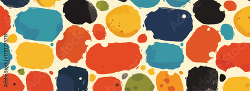 A vibrant and playful seamless vector pattern featuring an array of colorful organic shapes with a modern abstract design.