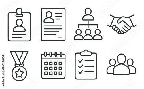 Human resources icons: identity, management, communication, organization