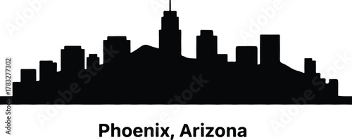 Phoenix Arizona skyline silhouette with text Keywords: Phoenix, Arizona, skyline, silhouette