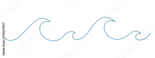 Captivating blue wave line art design evokes the calming rhythm of the ocean and serene coastal vibes for your next project.