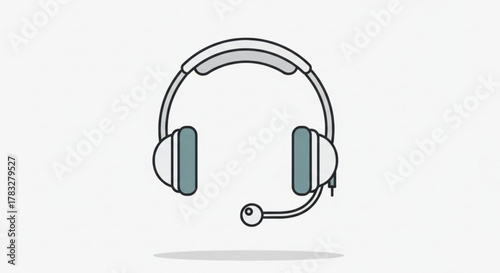 Headset vector illustration for call center customer service and communication technology isolated on white