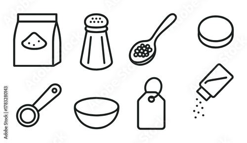 Minimalist cooking icon set on olive background