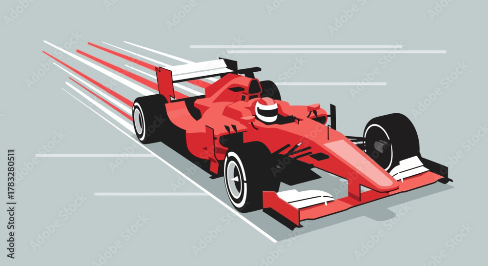 Obraz premium Modern Geometric Racing Car Illustration with Dynamic Speed Lines Design