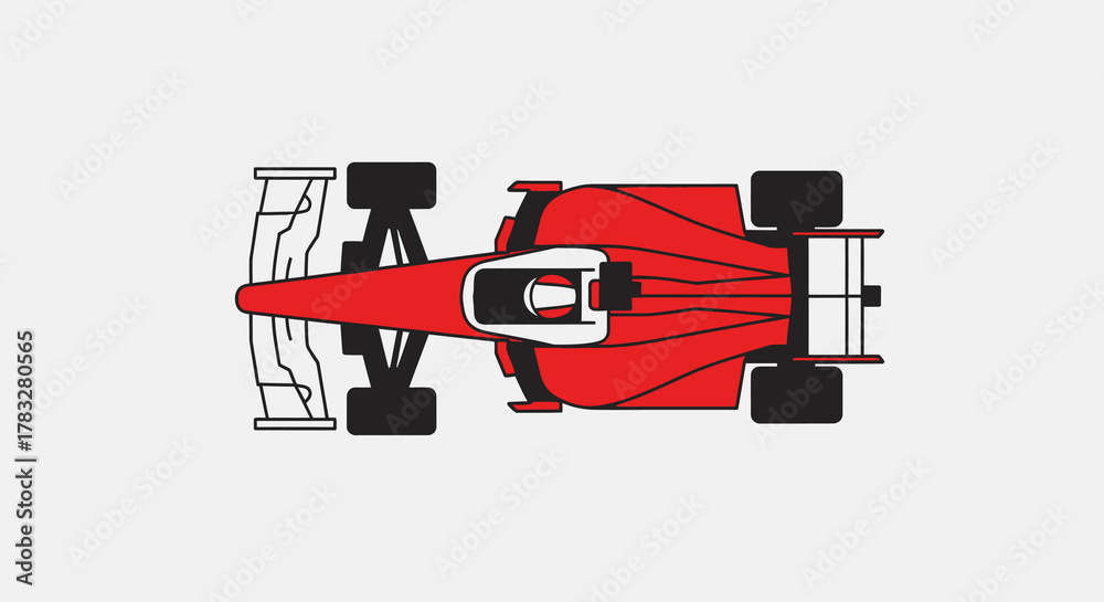 Naklejka premium Flat Lay Minimalist Race Car Outline Design Illustration Graphic Asset
