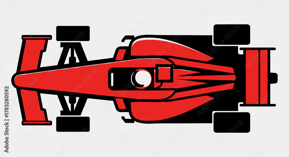 Obraz premium Flat Design Race Car Top View Illustration with Detailed Bodywork