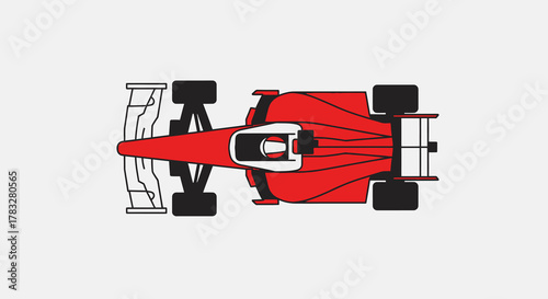Flat Lay Minimalist Race Car Outline Design Illustration Graphic Asset