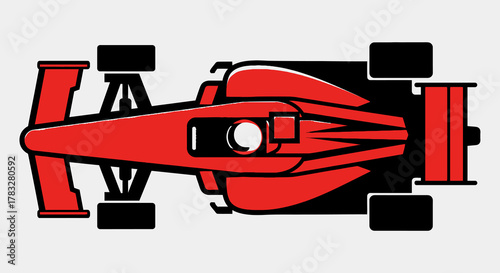 Flat Design Race Car Top View Illustration with Detailed Bodywork