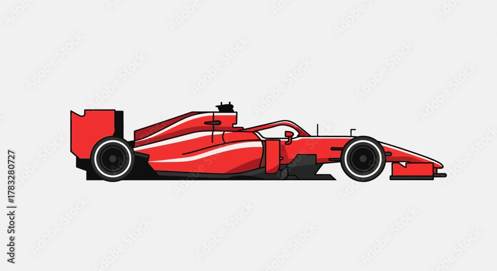 Obraz premium Clean Line Illustration of Red Formula One Racing Car Motorsport