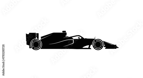 Simple Silhouette Formula One Car Racing Sport Black and White