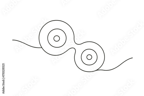 Dividing Cell Illustration. Cell Growth. Minimalistic one-line drawing dividing cell gently drifting in zero