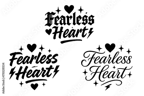 Fearless Heart Calligraphy. Fearless Heart. Create a calligraphy lettering illustration of the phrase:
