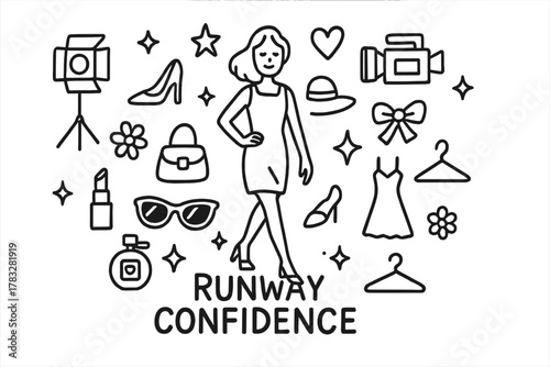 Runway Confidence Illustration. Runway Confidence. Hand-drawn doodle illustration of Runway Confidence. In the