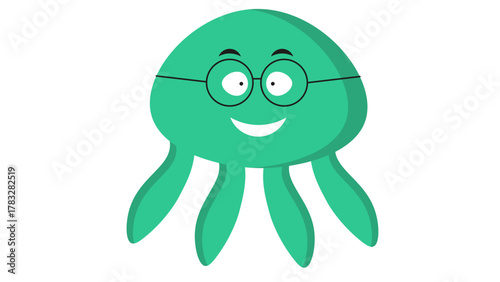 A funny green alien frog cartoon character illustration vector is a cute amphibian animal icon symbol with a cheerful smile and happy eye