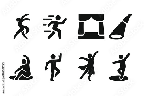 Contemporary Dance Icons. Contemporary Dance. Filled icon set of Contemporary Dance: fluid dancer, motion