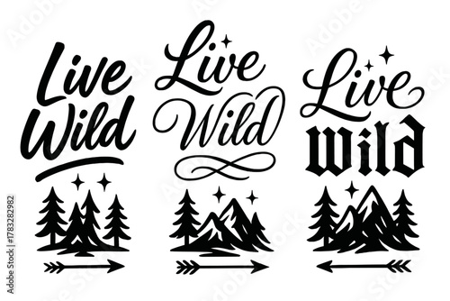 Live Wild Calligraphy. Live Wild. Create a calligraphy lettering illustration of the phrase: Live Wild. Render