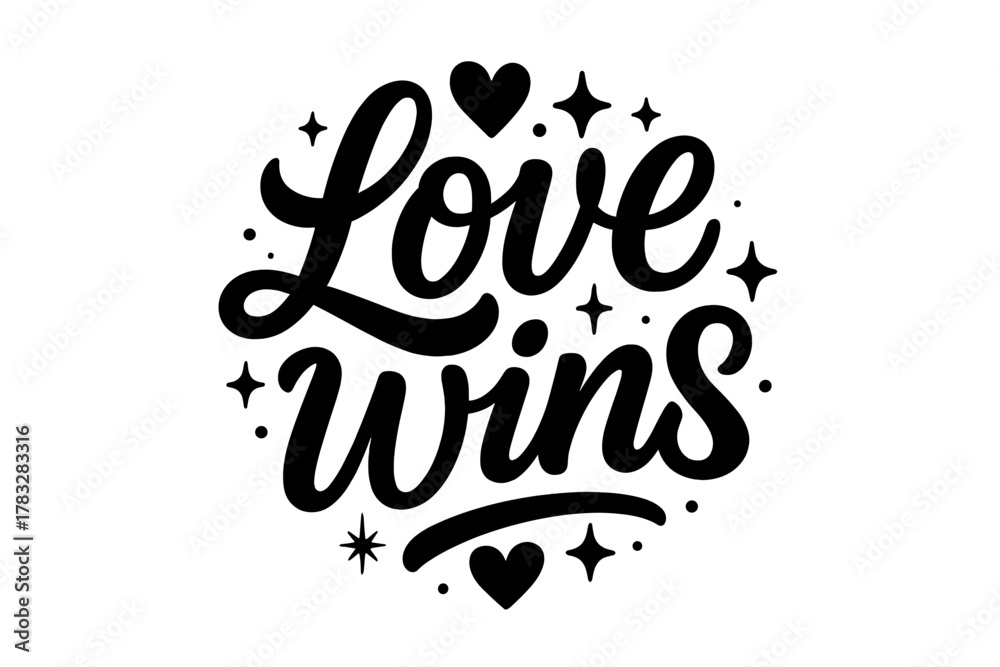 Fototapeta premium Love Wins Art. “Love Wins”. modern hand lettering, smooth curves, balanced composition, clear readable letters