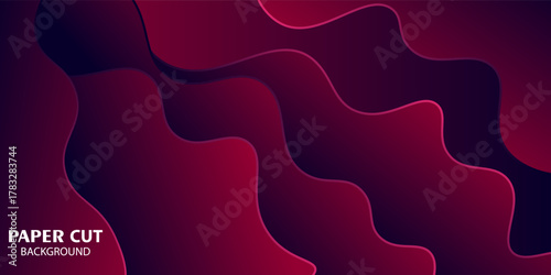 Red geometric business banner design. Creative banner design with wave shapes and thin lines in the background. Simple horizontal banner. EPS10 vector.
