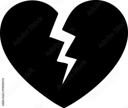 Dramatic broken heart silhouette symbolizing heartbreak loss pain and sadness for emotional storytelling and design projects