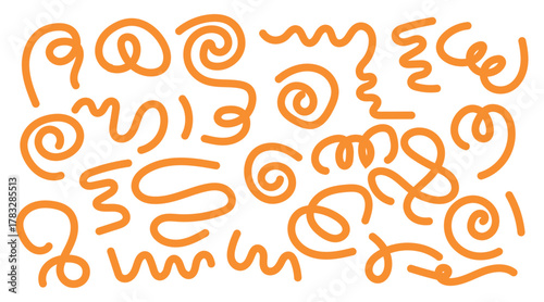 Abstract Squiggle Line Pattern with Pastel Shapes