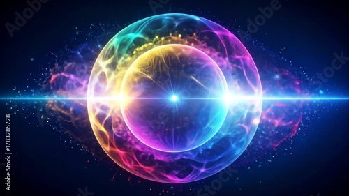 Wallpaper Mural Cosmic Energy Sphere - A Vibrant Display of Light and Color. Torontodigital.ca