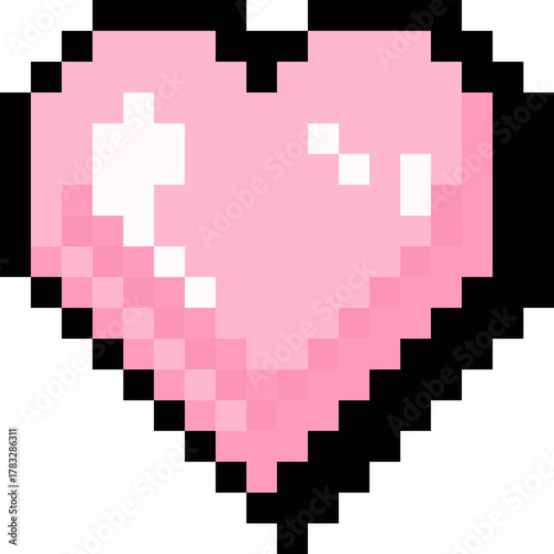 pixel illustration of pink heart