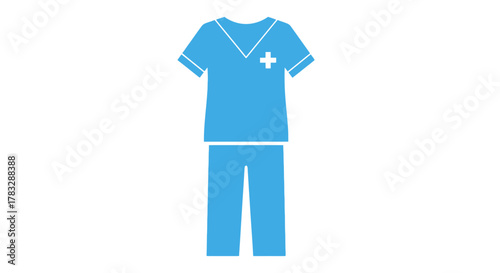 Blue Medical Scrubs Icon Healthcare Professional Uniform.