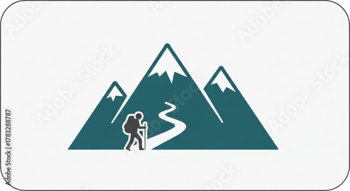 Mountain hiking trail adventure vector illustration for outdoor activity and nature travel concept design