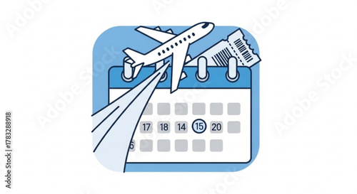 Book flight tickets online calendar travel planning airplane flight booking vacation trip schedule reminder