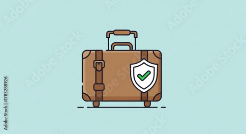Secured travel insurance suitcase baggage protection and safety guarantee for vacation trip planning