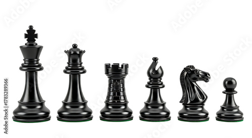 Wallpaper Mural Black chess pieces arranged in a row on transparent background Torontodigital.ca