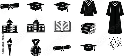 Graduation elements featuring academic achievement, representing education, success, and culmination of hard work and dedication