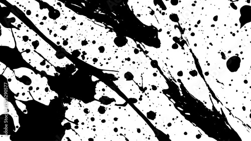 Abstract black paint splash on white background. Dynamic texture and pattern in a clean vector illustration for modern design.