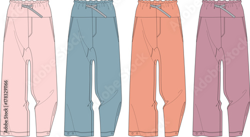 Colorful Wide-Leg Pants Fashion Illustration Casual Comfort