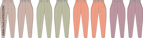 Colorful Collection of Stylish Pants A Fashionable Array of Trousers in Various Hues and Designs