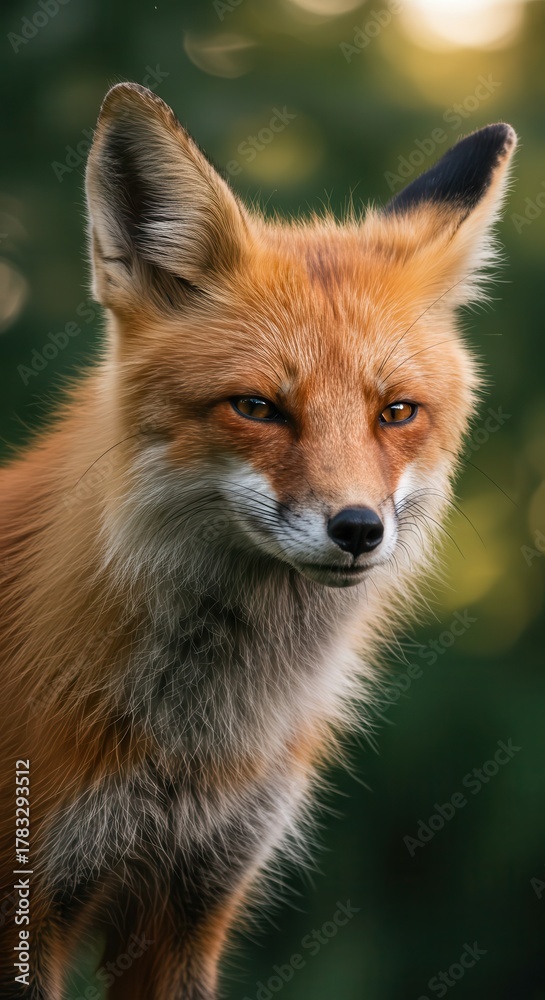 Obraz premium Close up portrait captures the intense gaze of a wild canine in natural light