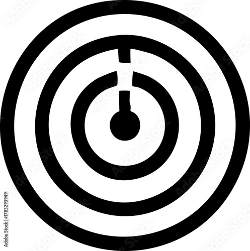Dynamic concentric circles with central power button icon symbolizing startup, energy, and activation for modern technology and innovation concepts