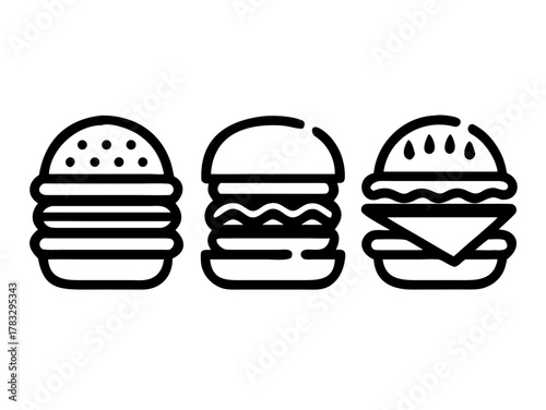 Burger icon vector set. fast food illustration sign collection. food symbol.
