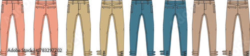 A stylish and diverse collection of men's casual pants in various contemporary colors, showcasing modern fashion trends and versatile wardrobe options suitable for everyday wear across seasons