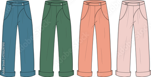 Stylish High-Waisted Pants in Varied Colors for a Fashionable Look