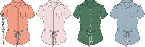 Stylish Women's Shirts in Various Colors A Fashion Illustration for Clothing Design and Apparel Ideas