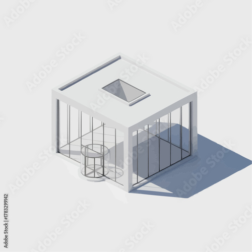 Isometric 3D Art Gallery Building Vector on White Background