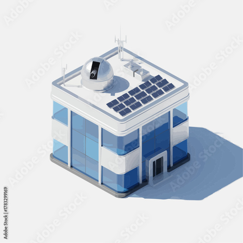 Isometric 3D Research Institute Architecture Vector on White Background