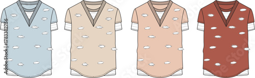 Variety of Fashionable Shirts in Different Colors and Styles Suitable for Clothing and Apparel Concepts