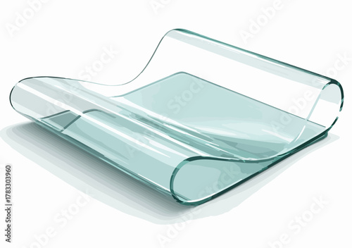 Ilustração vetorial de um objeto transparente e curvo, com design moderno e minimalista, ideal para fundos e elementos gráficos.