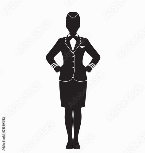 Confident businesswoman standing with hands on hips silhouette