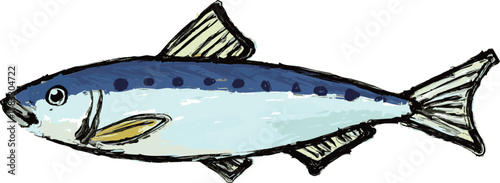 イワシの墨絵イラスト素材 - 和風の水墨画挿絵