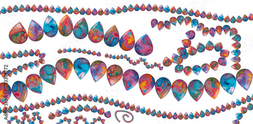 seamless pattern with blue flowers, seamless pattern with colorful stripes, seamless pattern with blue and red stripes, garland of bead